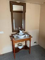 Antieke kaptafel met fraaie spiegel en Maastricht lampetstel, Ophalen, Gebruikt, Klassiek, romantisch, nostalgisch, brocante, 50 tot 100 cm
