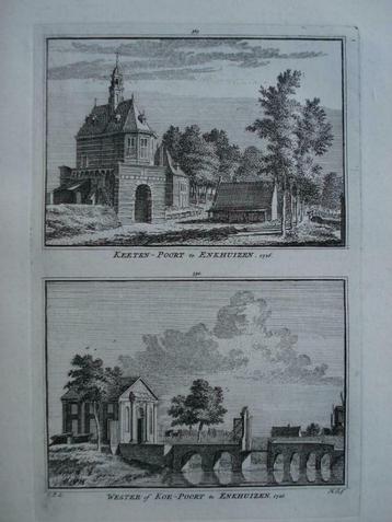 389-390 / Enkhuizen de Keeten en Westerpoort Kopergravure beschikbaar voor biedingen