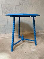 Bobbin stijl bijzettafel antiek / blauw, Overige vormen, 60 cm of meer, 55 tot 75 cm, Gebruikt