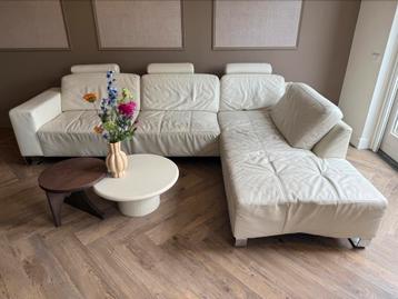 Bankstel wit leer chaisse longue