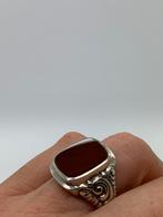 X681 Prachtige zilveren carneool ring maat 20, Ophalen of Verzenden, Zilver, Ring, Met edelsteen