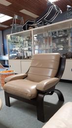 Vintage Deens leren design lounge fauteuil jaren 60/70, Ophalen, Gebruikt, Mid century Deens design, 75 tot 100 cm