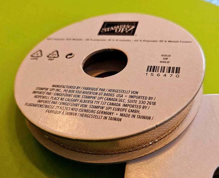 Goud glanzend Lint Stampin Up NIEUW, Hobby en Vrije tijd, Kaarten | Zelf maken, Nieuw, Overige typen, Overige thema's, Ophalen of Verzenden