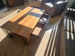 Salontafel donker eiken met 2 laadjes., 100 tot 150 cm, Zo goed als nieuw, Minder dan 50 cm, Rechthoekig