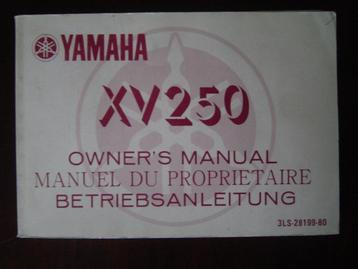 Yamaha XV250 1988 motorcycle owner's manual XV 250 beschikbaar voor biedingen