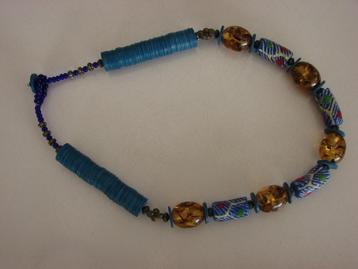 Etnische ketting kralen van glaspasta, heishi, brons,  beschikbaar voor biedingen