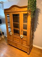 Antieke Geloogd Grenen Vitrinekast ! In prijs verlaagd!, Huis en Inrichting, Kasten | Vitrinekasten, Ophalen, Gebruikt, 200 cm of meer