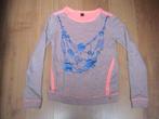 JILL / SHOEBY leuk grijs /roze sweater shirt + blauwe opdruk, Gebruikt, Meisje, Trui of Vest, Ophalen of Verzenden