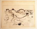 Jan Wiegers litho duinen Groninger Ploeg - periode ameland, Antiek en Kunst, Ophalen
