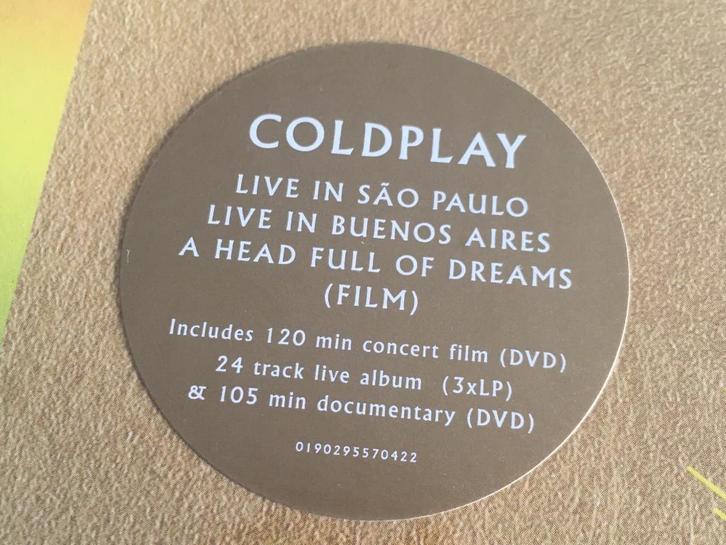 2Dvd+3LP Coldplay A Head Full Of Dreams LIVE GOLD Vinyl NEW, Cd's en Dvd's, Dvd's | Muziek en Concerten, Nieuw in verpakking, Muziek en Concerten
