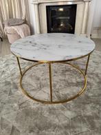 Salontafel rond – marmerprint / goud kleur – Ø 80 cm, Ophalen, 50 tot 100 cm, Rond, 50 tot 100 cm