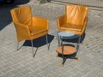 Leren stoelen met glazen tafeltje, Ophalen, Gebruikt, Overige kleuren, Twee