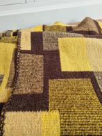 Vintage wollen geelbruin deken, woonplaid, Huis en Inrichting, Woonaccessoires | Plaids en Woondekens, Gebruikt, Ophalen of Verzenden