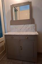 Vintage kastje met marmeren blad en spiegel, Antiek en Kunst, Ophalen