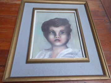 verfijnde pasteltekening in mooie lijst, F. Poncin beschikbaar voor biedingen