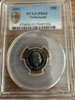 Zeldzaam kwartje 1951 PR63 PCGS, Postzegels en Munten, Munten | Nederland, Koningin Juliana, Zilver, 25 cent, Ophalen of Verzenden