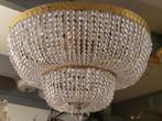 grote plafonniére van kristallen kralen, en messing rand, Ophalen