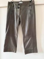 Turnover leren capri broek size 34 nappa leer olijfgroen, Nieuw, Driekwart, Maat 34 (XS) of kleiner, Groen