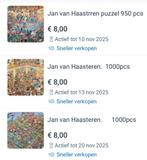 Jan van Haasteren  3x 1000pcs.  €20, Ophalen of Verzenden, 500 t/m 1500 stukjes, Zo goed als nieuw