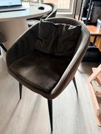 Grijze Velvet Eetkamerstoel met Kussen - Zo Goed Als Nieuw, Huis en Inrichting, Stoelen, Ophalen, Zo goed als nieuw, Eén, Stof