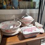 vintage servies rood decor vogeltjes en bloemen, Ophalen of Verzenden
