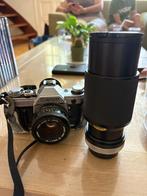 Canon AE-1 vintage analoge SLR met lenzen en flitser, Audio, Tv en Foto, Fotocamera's Analoog, Ophalen, Gebruikt, Spiegelreflex