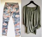 Bloemenprint broek (38) & Groene Tuniek Set, Overige kleuren, Lang, Ophalen, Maat 38/40 (M)