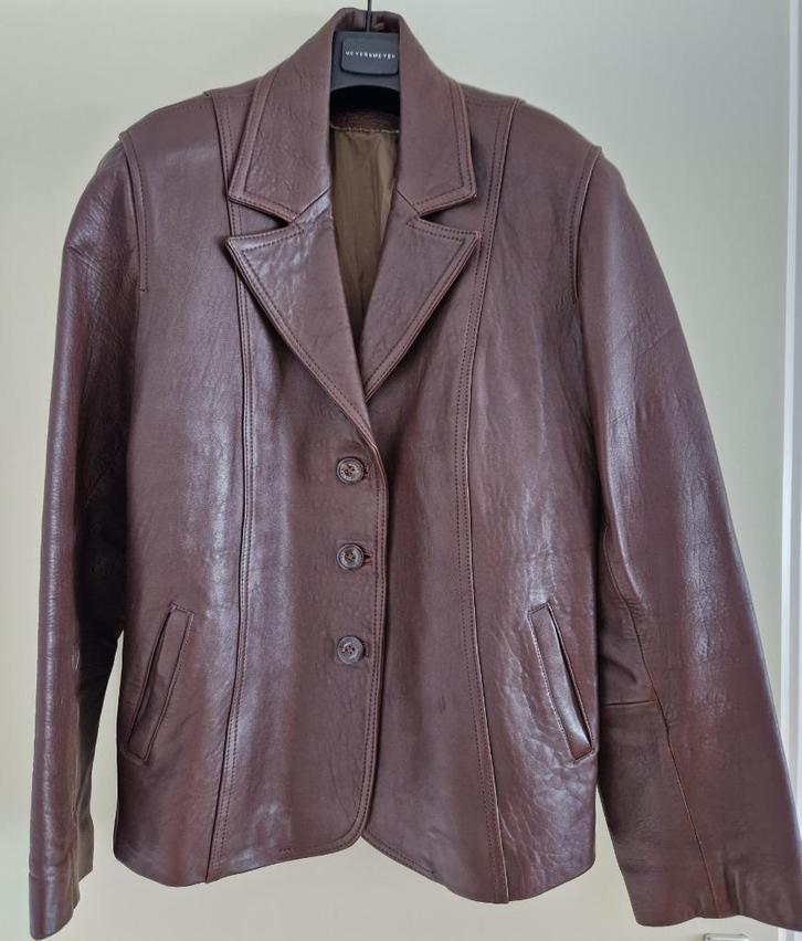 DNR Donar bruin lederen colbert jas maat M, Kleding | Heren, Kostuums en Colberts, Zo goed als nieuw, Maat 48/50 (M), Bruin, Ophalen of Verzenden