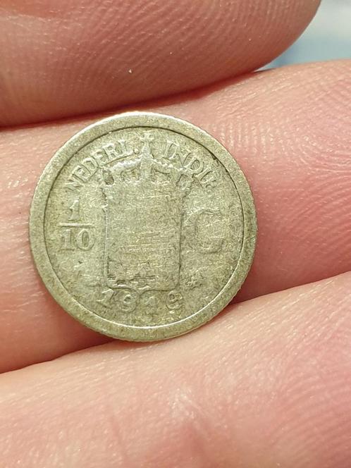 Nederlands Indie 1/10 gulden 1919, zilver (19), Postzegels en Munten, Munten | Azië, Oost-Azië, Zilver, Ophalen of Verzenden