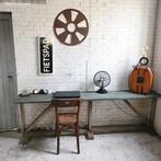 Vintage lange werktafel smalle side-table laptoptafel groen, Ophalen of Verzenden
