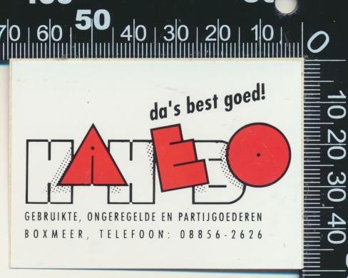 Sticker: Hehabo - 10001 Artikelen - Beugen (2), Verzamelen, Stickers, Zo goed als nieuw, Bedrijf of Vereniging, Verzenden