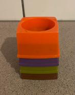 Retro eierdopjes vierkant paars groen oranje bruin, Ophalen of Verzenden, Huis en Inrichting