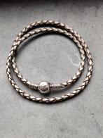 Pandora lederen wikkel armbandje, Leer, Ophalen of Verzenden, Zo goed als nieuw, Grijs