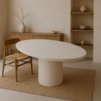 Eettafel ovale vorm 1 ronde kolompoot, Ophalen, Japandi, Overige materialen, 100 tot 150 cm