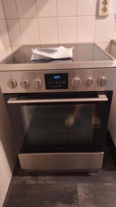 Pelgrim RVS keramisch fornuis met oven 60cm, Witgoed en Apparatuur, Magnetrons, Gebruikt, Vrijstaand, 45 tot 60 cm, Oven, Ophalen