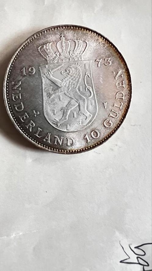 Zilveren herdenkingsmunt 25 jarig jubileum Koningin Juliana, Postzegels en Munten, Munten | Nederland, 10 gulden, Koningin Juliana