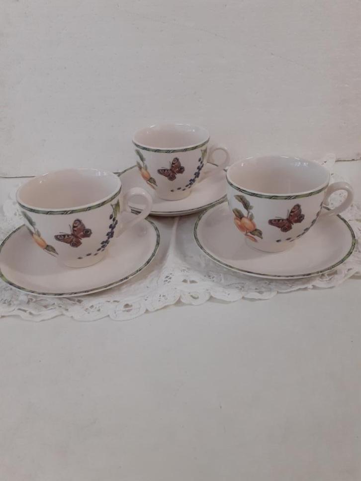 Janneke Brinkman - Fruits & Flowers - 3 kop en schotels, Antiek en Kunst, Antiek | Servies los, Ophalen of Verzenden