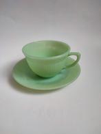 Jane Ray Anchor Hocking kop en schotel Jadeite groen, Ophalen of Verzenden, Gebruikt