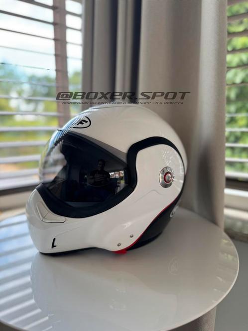 Roof BoxXer R09 Carbon fiber (wit) Maat S/M | Nieuwstaat!, Motoren, Kleding | Motorhelmen, Systeemhelm, M, Overige merken, Tweedehands