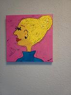 Tante Sidonia Schilderij - Roze Acryl 30x30, Ophalen of Verzenden