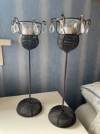 Waxinelichtjeshouders set van 2, Huis en Inrichting, Gebruikt, 25 tot 50 cm, Zwart, Ophalen of Verzenden