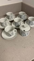 Servies kop en schotel (6x) en suikerpotje. Nieuwstaat, Ophalen of Verzenden
