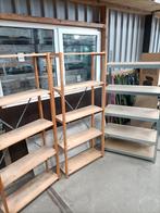 3 stelling planken kasten hout en ijzer voor garage of huis, Ophalen, Gebruikt