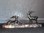 Bronzen Herten op Marmeren Plaat - Kunstobject, Ophalen of Verzenden