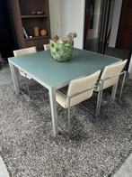 Glazen eettafel, Ophalen, Vierkant, Zo goed als nieuw, Vijf personen of meer