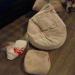 Big Bertha zitzak en voetenbankje loungepug beige, Huis en Inrichting, Zitzakken, Ophalen of Verzenden, Zo goed als nieuw, Beige