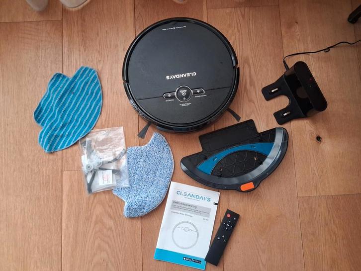 Cleandays Robotstofzuiger & Dweil 2-in-1, Witgoed en Apparatuur, Stofzuigers, Zo goed als nieuw, Robotstofzuiger, Minder dan 1200 watt