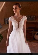 Nieuwe trouwjurk Uriel kant glittertule mouwtje maat 36 46, Ophalen of Verzenden, Nieuw, Wit, Trouwjurk