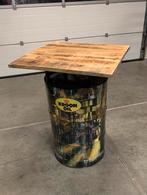 Statafel olievat met houten blad, Huis en Inrichting, Tafels | Statafels, Ophalen, Zo goed als nieuw