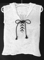 Top Truitje Wit Maat 34 Gehaakt Handwerk Breikatoen, Kleding | Dames, Tops, Wit, Ophalen of Verzenden, Zo goed als nieuw, Zonder mouw